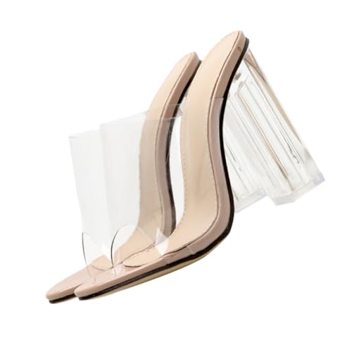 Warmhm Stylische Transparente Damen High Heels Sandalen Sommer Party Schuhe Eleganter Absatz Modisch Passende Sandaletten für Arbeit Bankett Festliche Anlässe von Warmhm