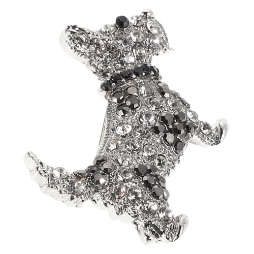 Warmhm Süße Hundebrosche mit Funkelnden Strasssteinen Niedliche Cartoon anstecknadel aus Silberner Legierung Modischer Schal clip und Anstecker für Damenjacken Taschen Hüte Geschenkidee von Warmhm