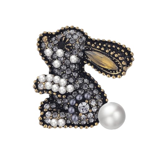 Warmhm Süße Kaninchenbrosche mit Perle und Brosche Legierung als Accessoire für Kleidung Taschen und Hüte Perfektes für Frauen und Mädchen von Warmhm