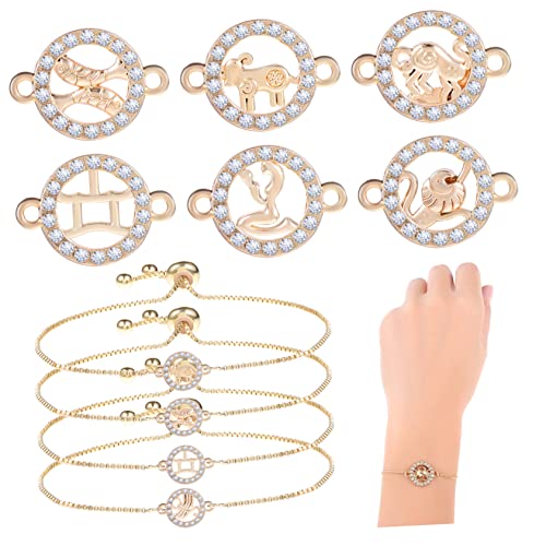 Warmhm Teiliges Armband Goldfarben Verstellbare Armbandketten mit Einzigartigen Astrologischen Charms Hochwertige Legierte Langlebige Schmuckanhänger Vielseitig Kombinierbar für Damen von Warmhm