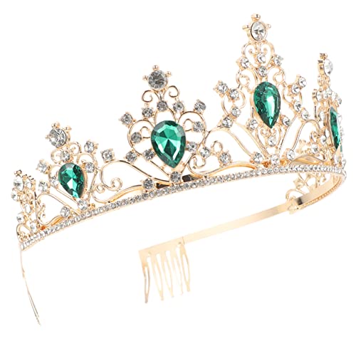 Warmhm Tiara Haaraccessoire für Braut Eleganter Grüner Hochzeitsschmuck Funkelnde Kopfbedeckung Romantisches Design Geeignet für Hochzeitsfeier und Festliche Anlässe von Warmhm