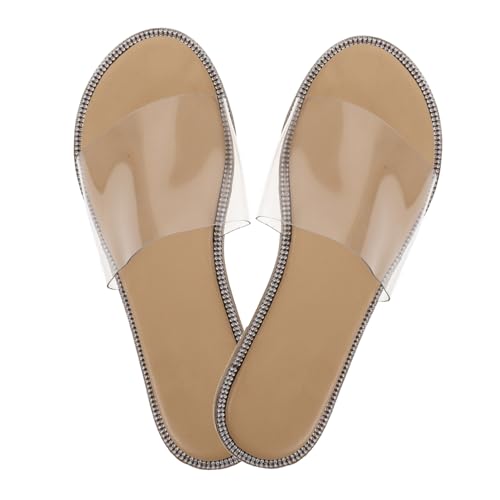 Warmhm Transparente Damensandalen Flach Leicht Sommer Strandschuhe Atmungsaktiv für Alltag und Urlaub von Warmhm