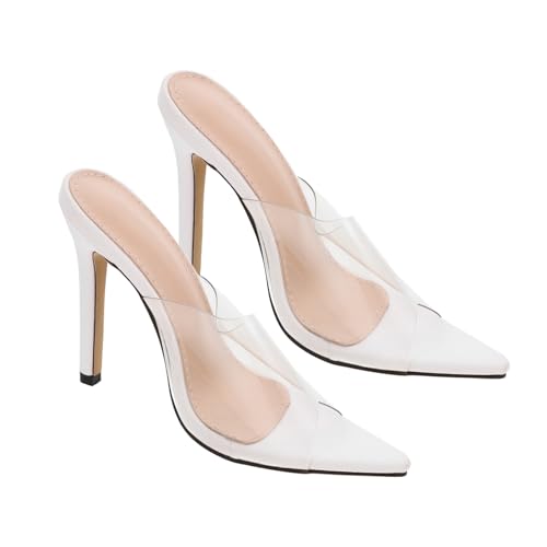 Warmhm Transparente High Heel Sandaletten Damen Sommer Outdoor Slippers Chic Design PVC Absätze Modisch Kombinierbar Stabiler Absatz von Warmhm