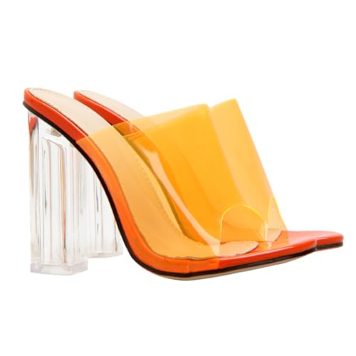 Warmhm Transparente High Heels Damen Sandalen Sommer Elegant Modisch Blockabsatz Offen Leicht Für Party Hochzeit Cocktail Kleid von Warmhm