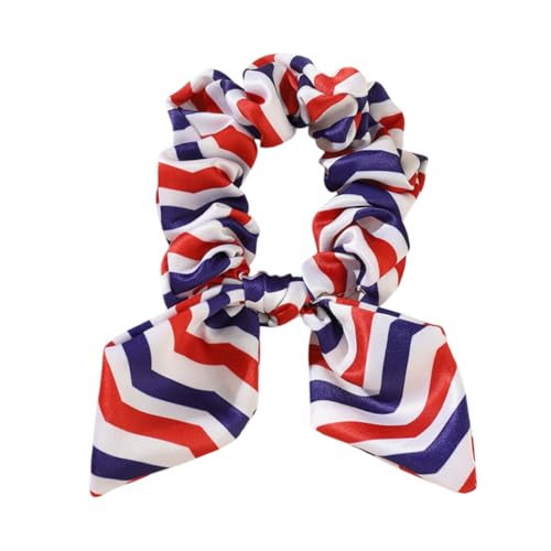Warmhm Unabhängigkeitstag Haar Scrunchies Elastische Haargummis mit Streifenmuster Stilvolle Haaraccessoires für Mädchen für Partys Zeremonien und Alltag Vielseitig Einsetzbar als Armband von Warmhm