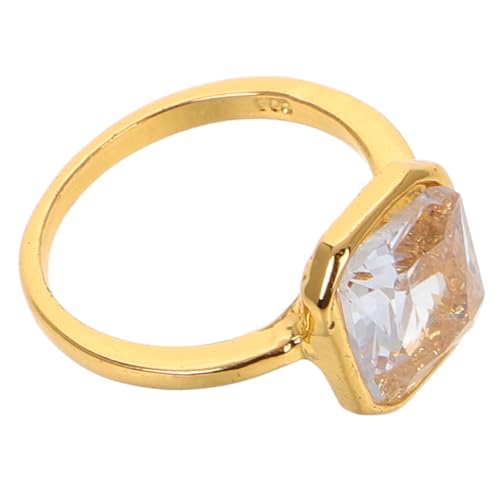 Warmhm Vergoldeter Verlobungsring mit Zirkonia Quadratisch Geschliffen Funkelnder Schmuck für Hochzeit und Brautparty Eleganter Damenring Edles Design von Warmhm
