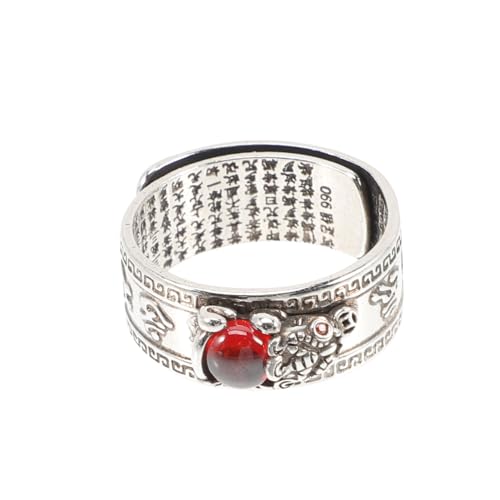 Warmhm Verstellbarer Amulett Ring für Herren und Damen Retro Ring Silber mit Öffnung Glücksring für Partys und Besondere Anlässe von Warmhm
