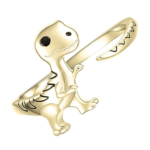 Warmhm Verstellbarer Dinosaurier Ring Kreativer Offener Fingerring Goldfarbener als Modisches Accessoire für Partys und Besondere Anlässe von Warmhm