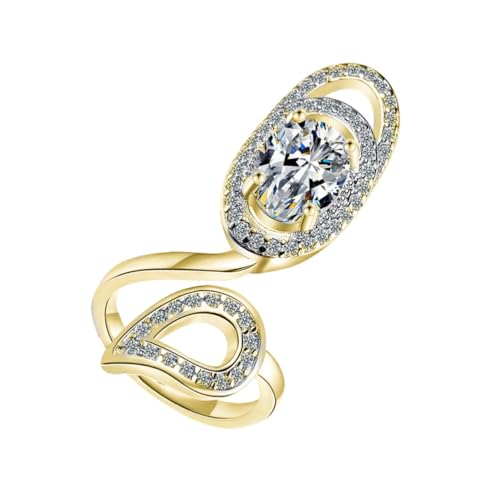 Warmhm Verstellbarer Goldfarbener Strass Fingernagelring Damen Modischer Hand Schmuck für Party Cosplay und Maniküre Zubehör von Warmhm