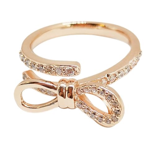Warmhm Verstellbarer Offener Damenring Schleifen design und Funkelnden Strasssteinen Modischer Schmuck für Frauen und Mädchen Komfortabel Langlebig für Alltag und Party von Warmhm
