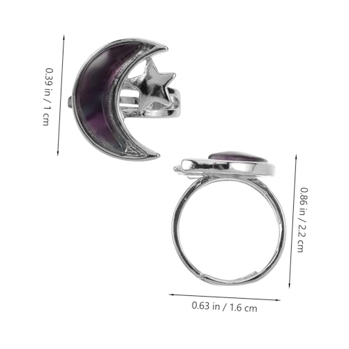 Warmhm Verstellbarer Paarring Natürlichem mit Mond und Sternmotiv Einstellbarer Fingerring für Damen und Herren Romantisches Schmuckgeschenk zu Valentinstag Geburtstag und von Warmhm