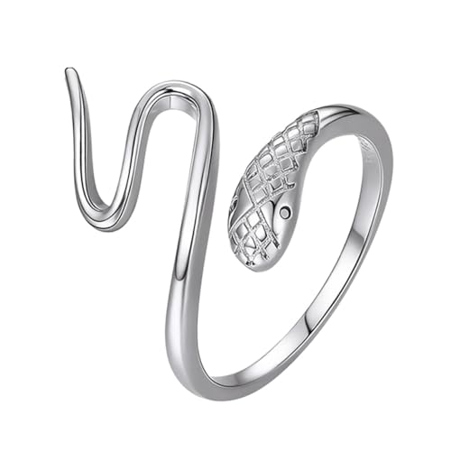 Warmhm Verstellbarer Silberner Damenring Schlangenform Gewickelt Modisch für Party Schmuck von Warmhm