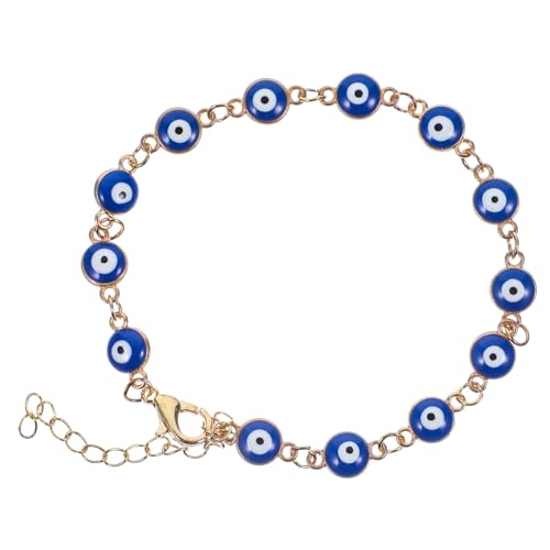 Warmhm Verstellbares Damen Evil Eye Armband Goldfarbenes Kettenarmband Böser Blick Schmuck Fußkette Freundlich zur Haut für Mutter Freundin von Warmhm