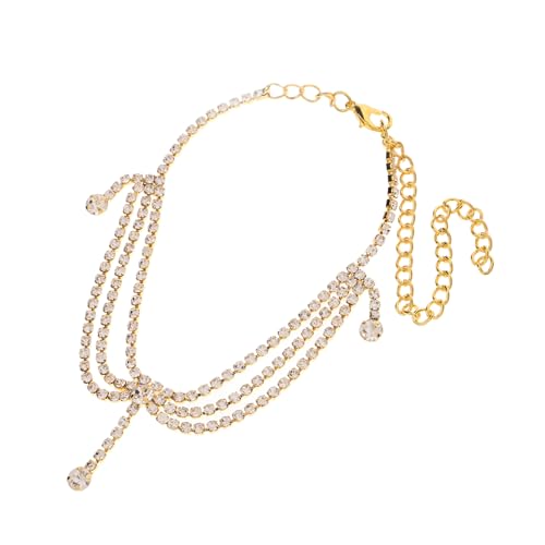 Warmhm Verstellbares Metall Fußkettchen für Damen Modischer Schmuck mit Funkelnden Strasssteinen Eleganter Sommer Beach Party Fußschmuck Verstellbar und Langlebig für Mädchen und Frauen von Warmhm