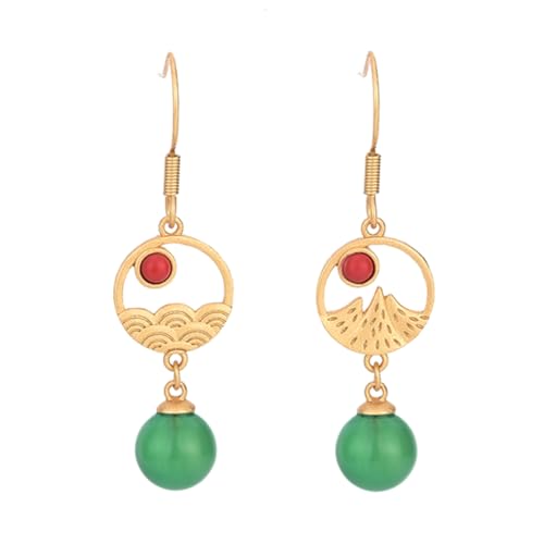 Warmhm Vintage Chinesische Agate Perlen Ohrringe Retro Dangle Schmuck Hautfreundlich Langlebig Modischer Ohrschmuck für Damen Passend zu Alltag und Festlichkeiten Wie Geburtstag Hochzeit von Warmhm