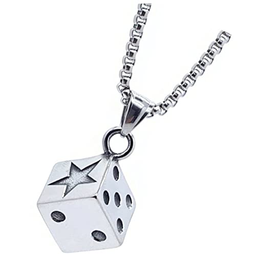 Warmhm Vintage Dice Halskette für Männer und Frauen Verstellbare Punk Motorrad Halskette Titanstahl mit Kette Einzigartiger Schmuck für Besondere Anlässe und von Warmhm