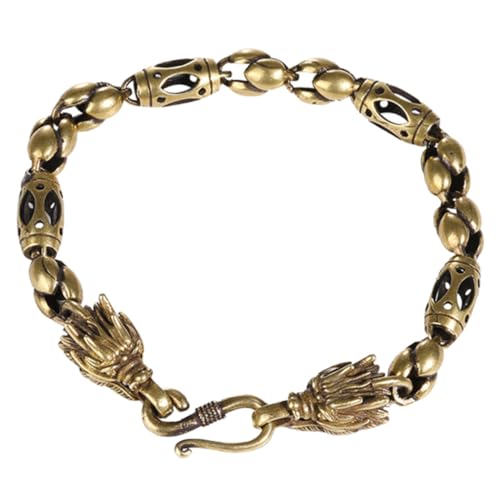 Warmhm Drachenarmband für Männer Retro Messingarmband mit Drachenkopf Dekoratives Herrenarmband Traditioneller Chinesischer Schmuck Komfortabel und von Warmhm