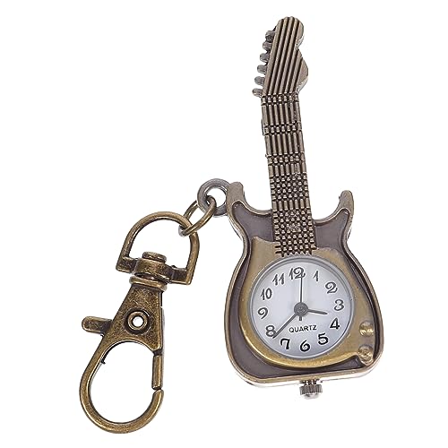 Warmhm Retro Taschenuhr Gitarrenform Mit Quarzwerk Vintage Stil Hängende Uhr Mit Klaren Römischen Ziffern Zum Tragen von Warmhm