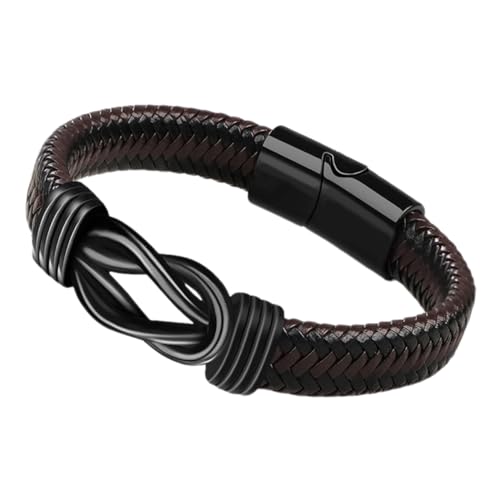 Warmhm Vintage Herren Lederarmband Geflochtenes Retro Armband Hochwertigem und Legierung für Stilvolle Auftritte bei Partys und Veranstaltungen von Warmhm