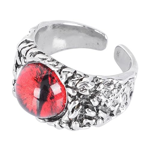 Warmhm Vintage Offener Ring mit Bösem Augen Design Verstellbarer Unisex Schmuckring aus Langlebigem Eisen Geeignet für Party Halloween Club Cosplay und Alltag von Warmhm