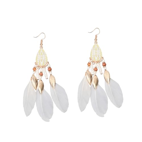 Warmhm Vintage Ohrhänger Damen Weiße Quaste und Design Langlebiges Material Farbecht für Party und Alltag Leicht Kombinierbar Stilvolle Ohrschmuck Accessoires von Warmhm
