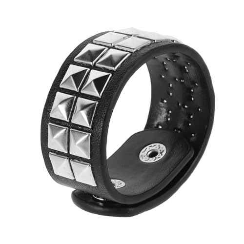 Warmhm Retro Punk Armband PU mit Nieten Verstellbare Manschette für Männer und Frauen Schwarzes Gothic Steampunk Schmuckstück für Rock Style Partys von Warmhm