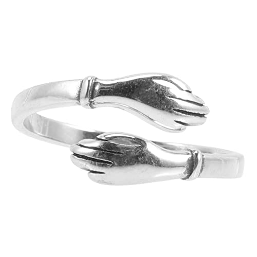 Warmhm Vintage Umarmungsring für Damen Verstellbarer Romantischer Silberring Offener Ring im Kreativen Design Eleganter Schmuck für Hochwertige Verarbeitung Tarnish Resistant von Warmhm
