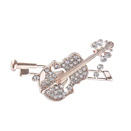 Warmhm Violin Brosche Rosegold mit Funkelnden Strasssteinen Anstecknadel für Damen und Mädchen Eleganter Brustschmuck für Kleidung Taschen Hüte und Schals von Warmhm