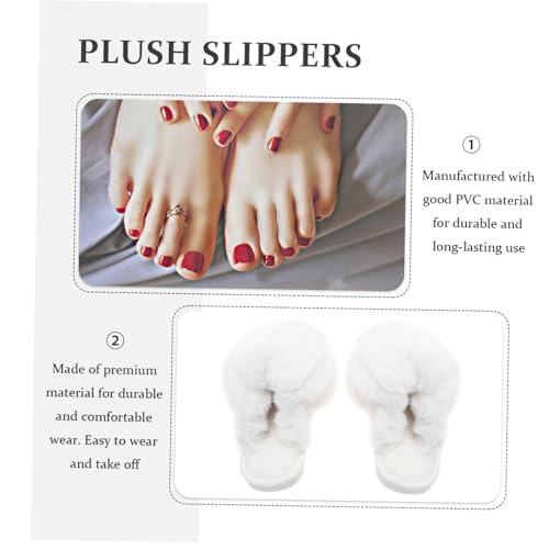 Warmhm Warme Damen Hausschuhe Herbst Winter Plüschslipper Weiche Rutschfeste Pantoffeln Komfortable Indoor Schuhe Weiß Kuscheliger Fußschutz von Warmhm