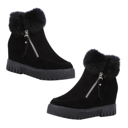 Warmhm Warme Damen Kurzstiefel mit Dicker Sohle Rutschfeste Winterboots Atmungsaktive Gefütterte Freizeitschuhe für Herbst und Kalte Tage Vielseitig Kombinierbar Geschenkidee von Warmhm