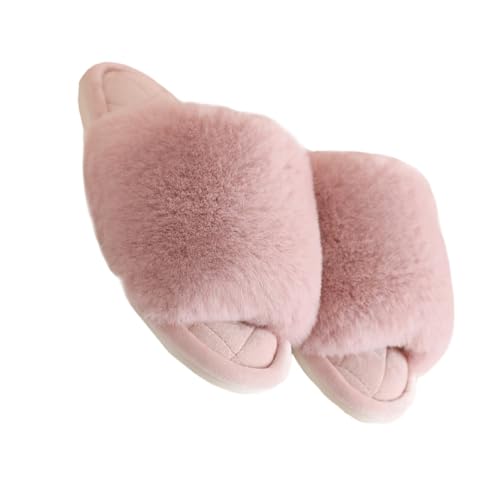Warmhm Warme Rutschfeste Eva hausschuhe Damen Offene Zehen Leichte Atmungsaktive Pantoffeln mit Weichem Plüsch Modische Winter wohnschuhe von Warmhm