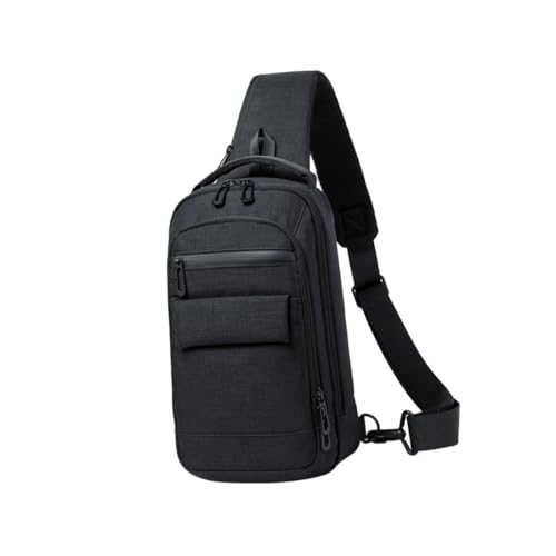 Warmhm Wasserdichte Oxford Cloth Umhängetasche Herren mit USB Ladeanschluss Verstellbarer Schultergurt Multi layer Aufbewahrung für Reisen Sport Camping und Alltag Schwarz von Warmhm