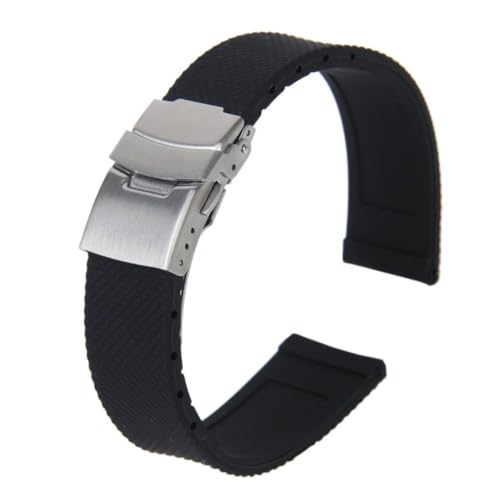 Warmhm Silikon-uhrenarmband Mit Gittermuster Und Verstellbar Mit -faltschließe Schwarz von Warmhm