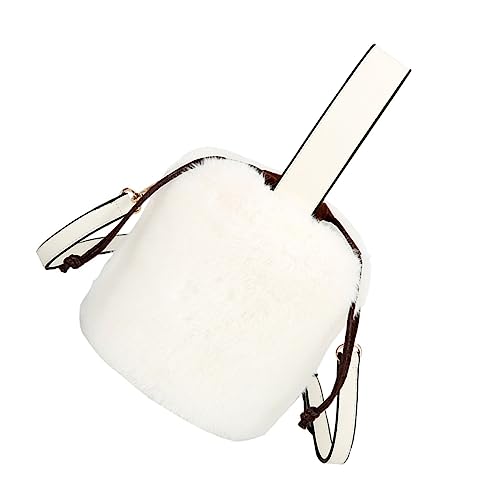 Warmhm Weiche Bucket Bag Damen Handtasche Flauschige Umhängetasche mit Mittlerer Kapazität Crossbody Schultertasche für Alltag und Freizeit Weiß von Warmhm