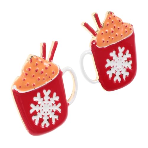 Warmhm Weihnachtliche Schneeflocken Ohrstecker mit Kaffeetassen Design Modisch Leicht Langlebig Vielseitig für Weihnachtsfeiern und Festliche Anlässe Alloy Ohrschmuck von Warmhm