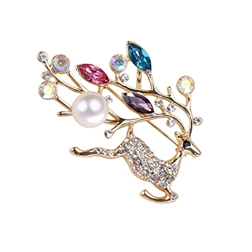 Warmhm Weihnachts Hirschbrosche Zarte Damen Brustnadel Legierung mit Perlen Dekorative Party Brosche für Frauen und Mädchen von Warmhm