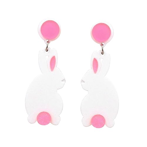 Warmhm Weiße Ohrringe Damen Rabbit Eardrop Leicht Tiermotiv Schmuck Kreativ Modisch Alltag Party Zubehör von Warmhm