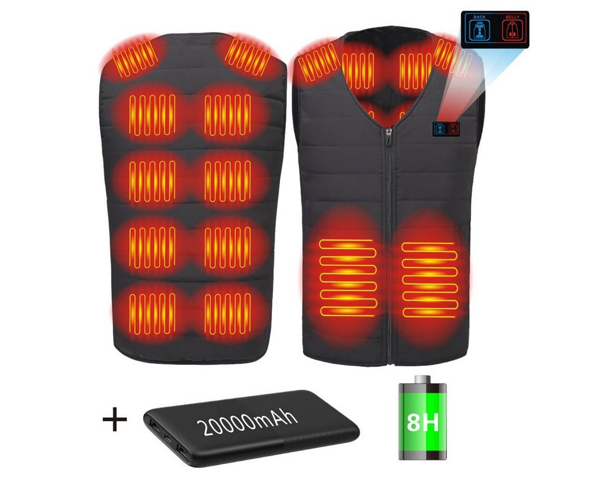 Warmzone Funktionsweste Damen Herren 12 Zone heizbare Winterweste M (Set) -wasserabweisend gefütterte-Heizwesten mit Akku Powerbank 20000mAh von Warmzone