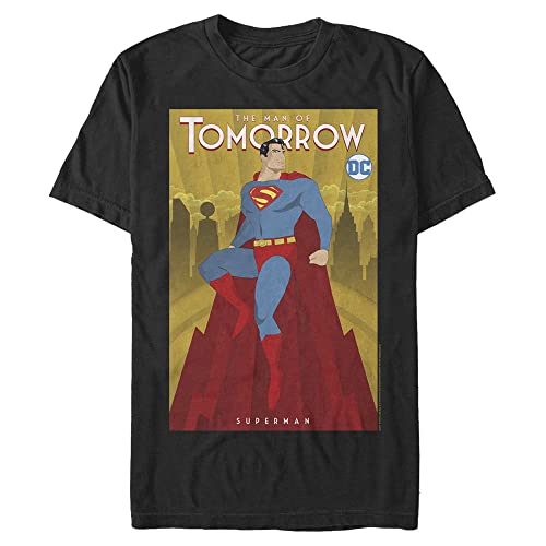 WARNER BROS. Herren Superman The Man of Tomorrow Herren Tops Kurzarm T-Shirt, schwarz, 3XL von Warner Bros.