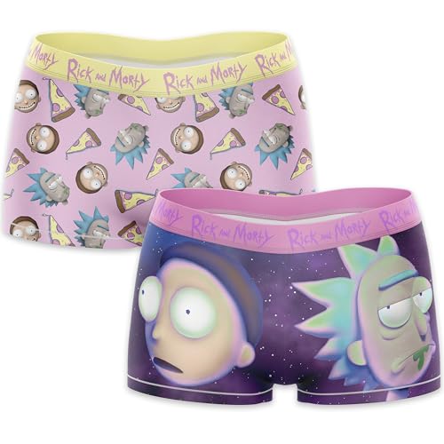 Warner Bros Damen Power Puff Girls, Tom & Jerry and Boy Short Underwear 2pk in S, M, L, XL Slips für Jungen, 2er-Pack Rick & Morty Boyshorts von Warner Bros