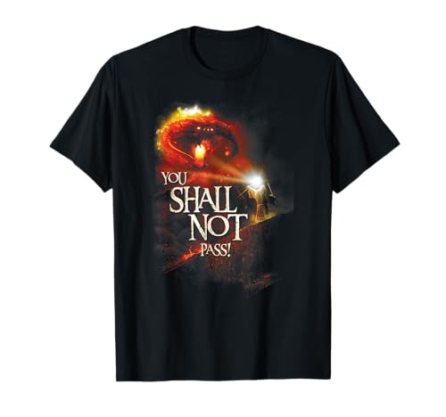 Warner Bros. Lord of the Rings Balrog 'You Shall Not Pass' T-Shirt, Unisex Erwachsene und Kinder, Schwarz, S von Warner Bros.
