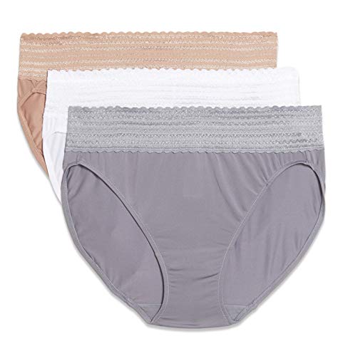 Warner's Damen Blissful Benefits Dig-Free Comfort Waistband with Lace Microfiber Hi-Cut 3-Pack 5109w Unterwäsche, Mehrfarbig, Groß von Warner's