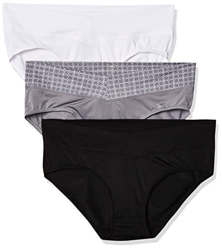 Warner's Damen Blissful Benefits No Muffin Top 3 Pack Panties Hipster-Hschen, Smoked Pearl Octagon Print Wb/Weiß/Schwarz, 36 von Warner's