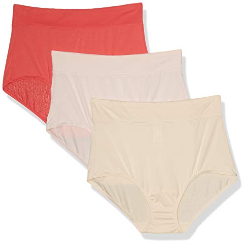 Warner's Damen Blissful Benefits No Muffin Top Breathable Micro Brief Panties Multipack Unterwsche, Roswater/Perlmutt-Elfenbein/Koralle, Medium von Warner's