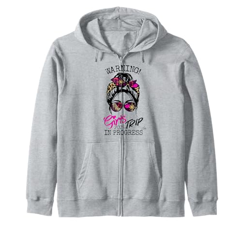 Warning Girls Trip In Progress Wochenendgeburtstagskader 2025 Kapuzenjacke von Warning Girls Trip In Progress 2025 Birthday Squad