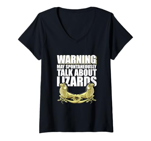 Damen Reptilienwarnung kann spontan anfangen, über Eidechse zu sprechen T-Shirt mit V-Ausschnitt Damen Reptilienwarnung kann spontan anfangen, über Eidechse zu sprechen T-Shirt mit V-Ausschnitt von Warning May Start Talking About Lizards Gift