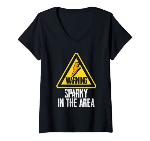 Damen Warnung Sparky In The Area | Lineman Elektriker T-Shirt mit V-Ausschnitt Damen Warnung Sparky In The Area | Lineman Elektriker T-Shirt mit V-Ausschnitt von Warning Sparky In Area Lineman Electrician Gift
