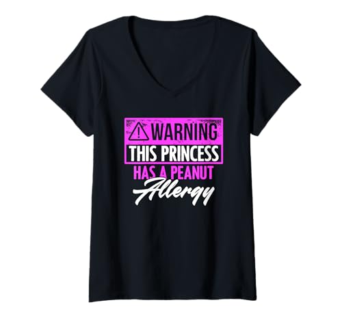 Damen Warnung: Diese Prinzessin hat eine Erdnussallergie-Anaphylaxie T-Shirt mit V-Ausschnitt Damen Warnung: Diese Prinzessin hat eine Erdnussallergie-Anaphylaxie T-Shirt mit V-Ausschnitt von Warning This Princess has a Peanut Allergy