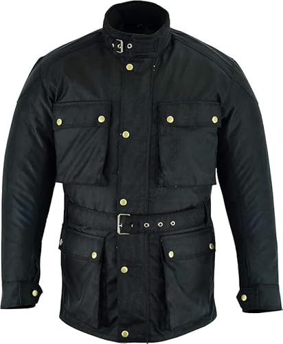 Warrior Gears® Herren Motorradjacke Ballistic Nylon Wasserdicht Motorradjacken Winddicht mit CE Rüstung, Schwarz , 7XL von warrior gears