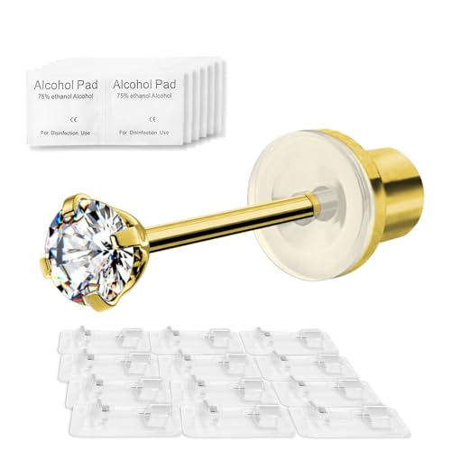 Sterile Ohrringe für Piercing Gun WARRIOR Einweg-Ohrringmacher mit Alkoholtupfern, einfach zu Hause zu verwenden. Geeignet für Frauen und Männer für Ohr und Helix. 12 Stück von Warrior